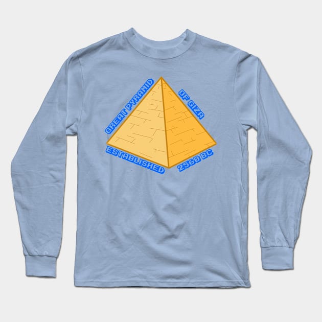 Great Pyramid of Giza Long Sleeve T-Shirt by BjernRaz